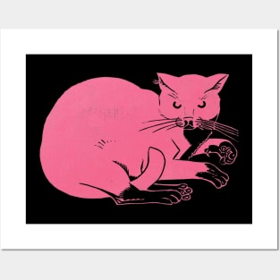 Pink Cat Posters and Art